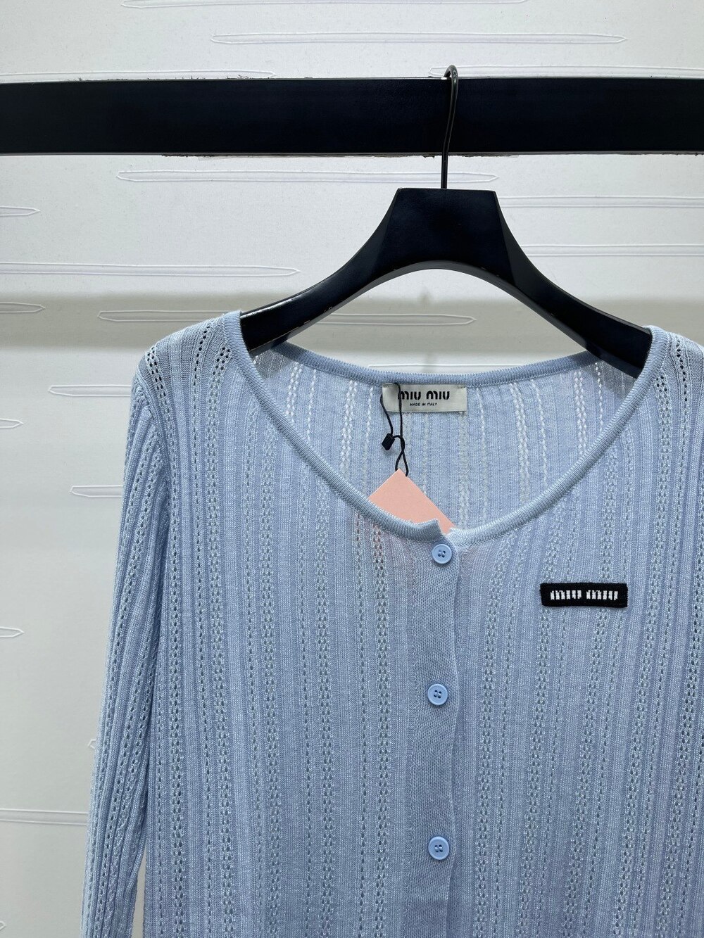 Miu Miu Light Blue Lace Cami & Knit Cardigan Two Piece Set - Picture 3 of 9